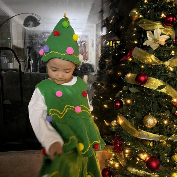 Children's Christmas Costume Set - Christmas Tree Design, Green - Picture 5 of 10